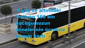 İstanbul'da 4 yaş ve altındaki 1 milyon 160 bin çocuğumuzun annelerinin ücretsiz ulaşım kartı